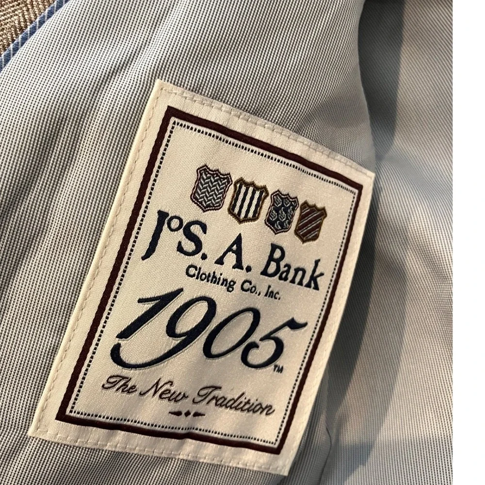 Jos A Bank 1905 Mens 43R Tailored Fit 100% Linen Herringbone Blazer Sport Coat